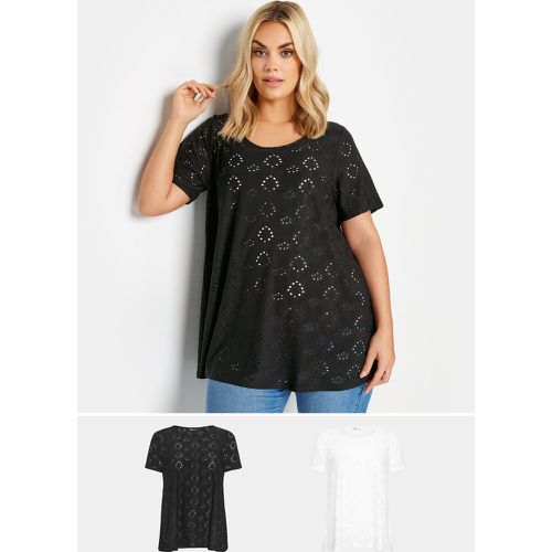 Lot De 2 Tshirts & Blanc Broderie Anglaise , Grande Taille & Courbes - Yours - Modalova