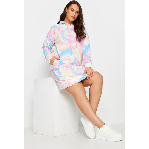 Curve Pink Tie Dye Hoodie Dress, Grande Taille & Courbes - Yours - Modalova