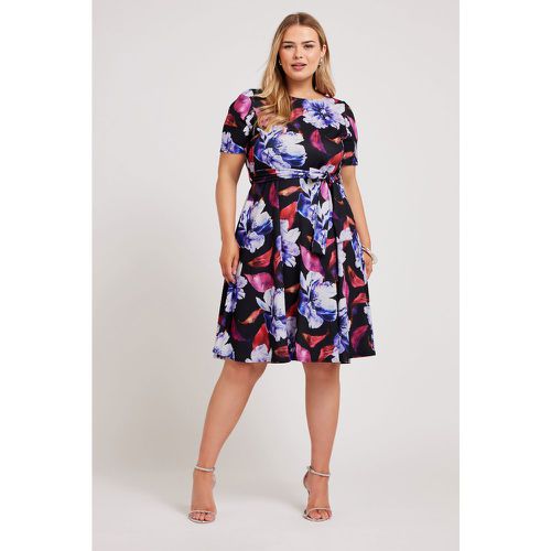 Robe & Bleue Floral Patineuse , Grande Taille & Courbes - Yours London - Modalova