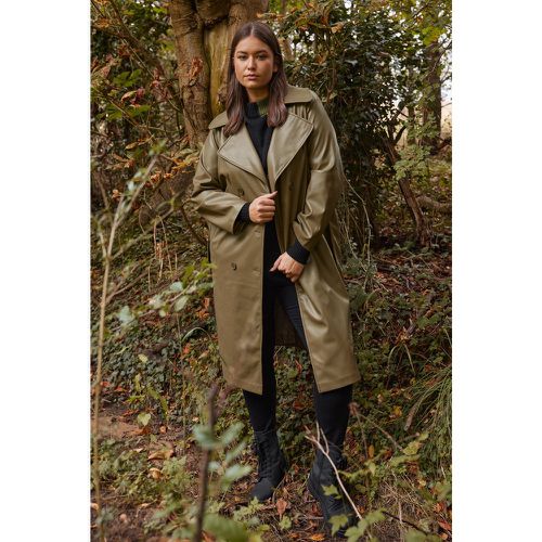 Trench Midi Olive Effet Cuir , Grande Taille & Courbes - Yours - Modalova