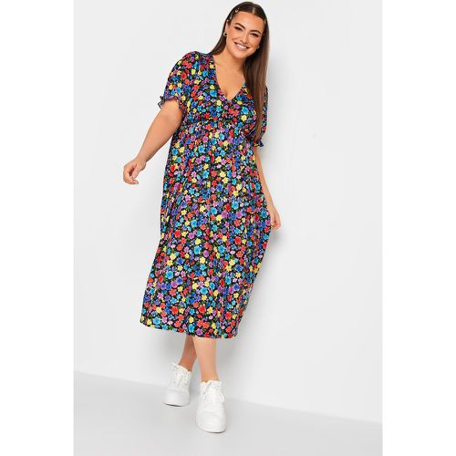 Robe Multifloral Midaxi Manches Volantées , Grande Taille & Courbes - Limited Collection - Modalova