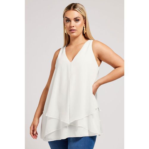 Curve White Layered Sleeveless Blouse, Grande Taille & Courbes - Yours London - Modalova