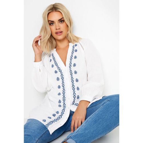 Blouse Blanche & Bleue Manches Longues , Grande Taille & Courbes - Yours - Modalova