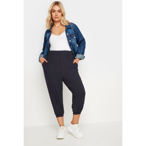 Curve Navy Blue Cropped Harem Joggers, Grande Taille & Courbes - Yours - Modalova