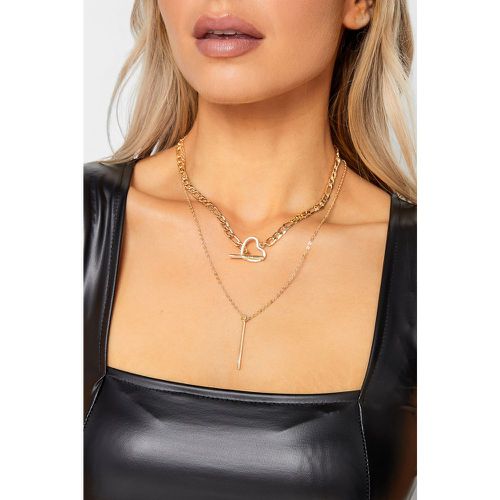 Gold Tone Double Layer Heart Chain Necklace - Yours - Modalova