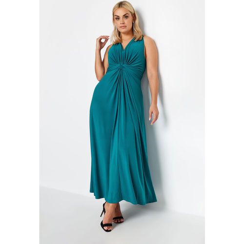 Robe Coupe Maxi Bleue Turquoise Noeud Avant , Grande Taille & Courbes - Yours London - Modalova