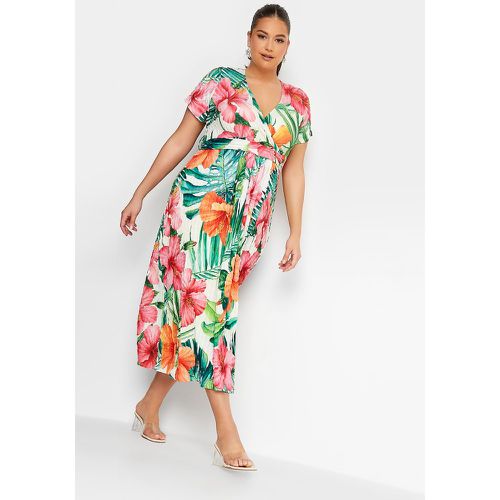 Robe Midaxi Blanche Floral Tropicale Orange & Rose , Grande Taille & Courbes - Yours - Modalova