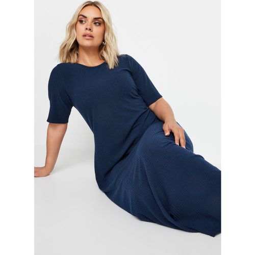 Curve Navy Blue Ribbed Swing Maxi Dress, Grande Taille & Courbes - Yours - Modalova