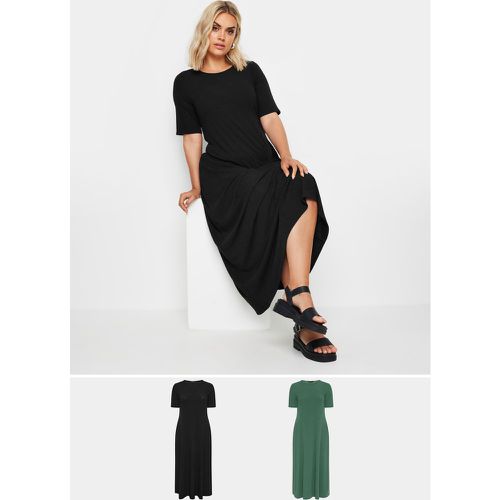 Pack Curve Black & Green Maxi Dress, Grande Taille & Courbes - Yours - Modalova