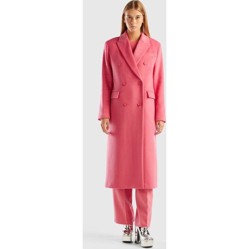 Benetton, Manteau À Double Boutonnage En Laine Mélangée, taille 42, Rose - United Colors of Benetton - Modalova