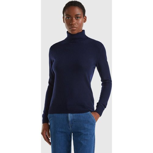 Benetton, Pull Chaud Bleu Foncé À Col Roulé En Pure Laine Mérinos, taille L, Bleu Foncé - United Colors of Benetton - Modalova