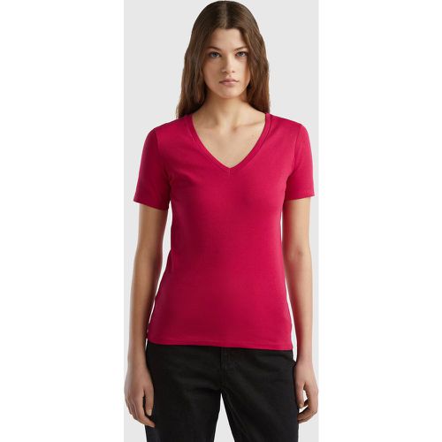 Benetton, T-shirt En Pur Coton Col V, taille XS, - United Colors of Benetton - Modalova