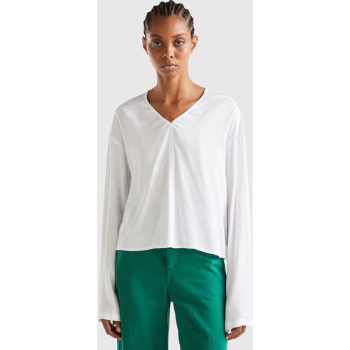 Benetton, Blouse À Col En V, taille L, Blanc - United Colors of Benetton - Modalova