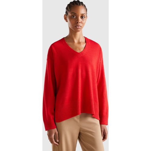 Benetton, Pull Col V Over Fit, taille M-L, Rouge - United Colors of Benetton - Modalova