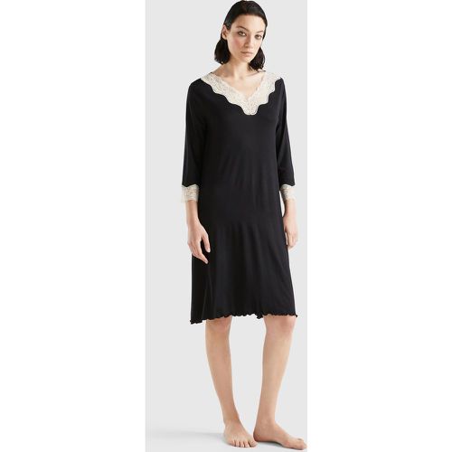 Benetton, Chemise De Nuit Avec Détails En Dentelle, taille S, Noir - United Colors of Benetton - Modalova