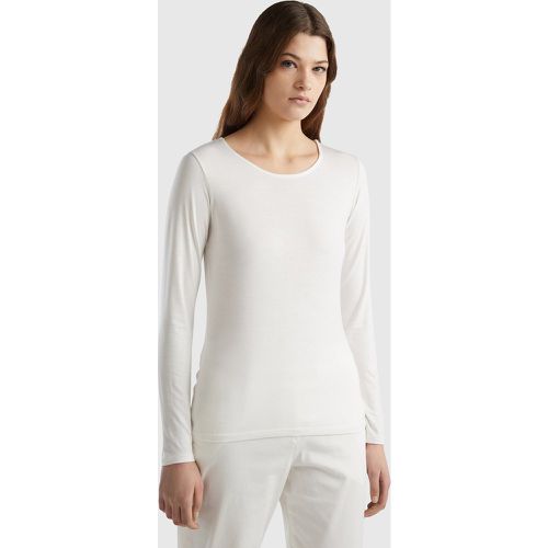 Benetton, T-shirt En Viscose Durable Stretch, taille L, Crème - United Colors of Benetton - Modalova