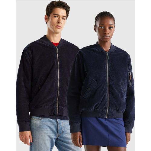 Benetton, Bomber Rembourré En Velours, taille XXL, Bleu Foncé - United Colors of Benetton - Modalova