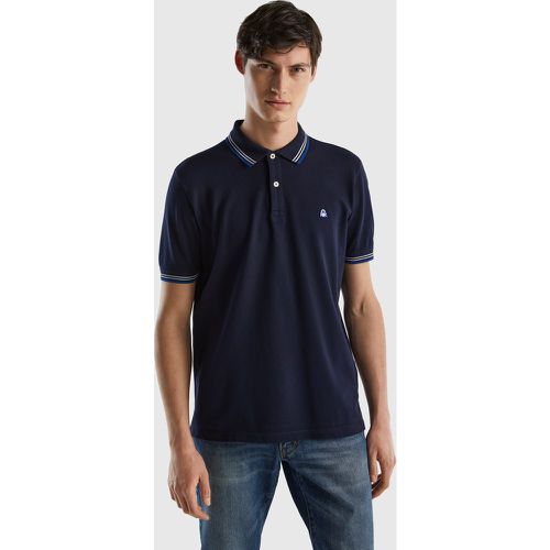 Benetton, Polo À Manches Courtes En Coton Stretch, taille XXL, Bleu Foncé - United Colors of Benetton - Modalova