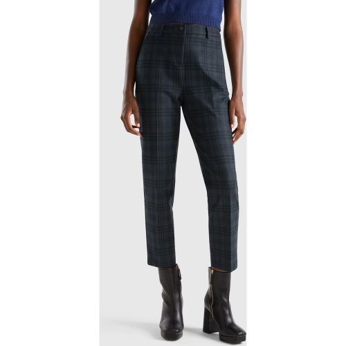 Benetton, Pantalon Droit À Carreaux, taille 46, Gris Foncé - United Colors of Benetton - Modalova