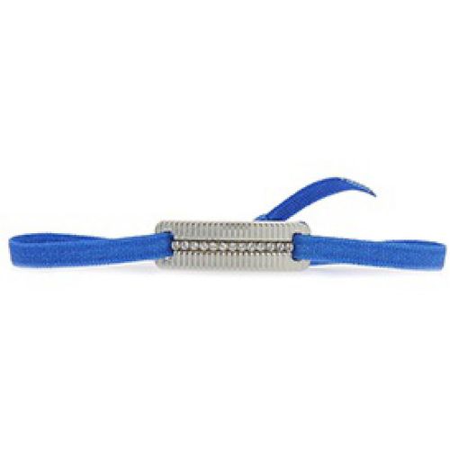 Bracelet A55817 - Plaque Ruban Strie Strasse Bleu Palladium - Les Interchangeables - Modalova