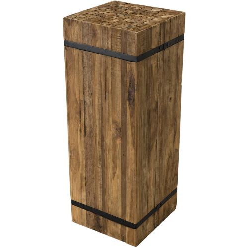 Table d'appoint carrée L bois Teck recyclé cerclée métal Fili - Macabane - Modalova