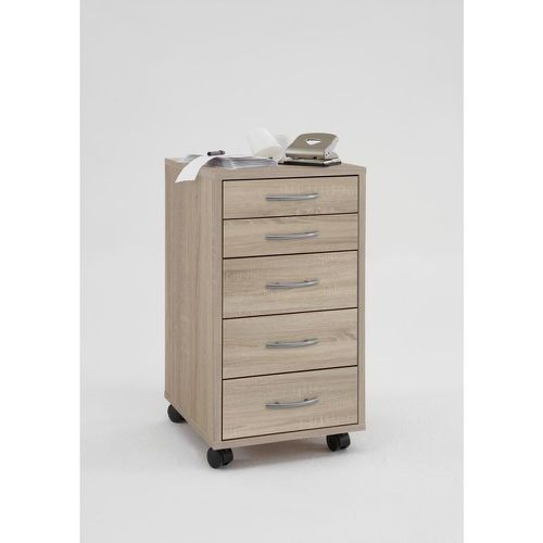 Caisson de bureau sur roulettes 5 tiroirs chêne ETICA - 3S. x Home - Modalova