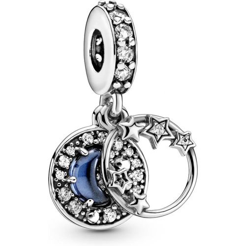Charm Double Pendant Ciel Nocturne Bleu Croissant de Lune & Étoiles Passions - Argent - Pandora - Modalova