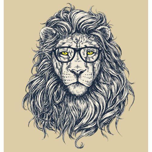 Tableau Animal Hipster Lion Hipster 50x50 - 3S. x Home - Modalova