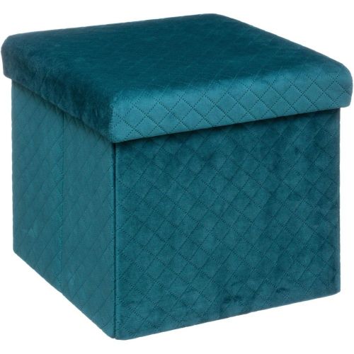 Pouf Velours Bleu - 3S. x Home - Modalova