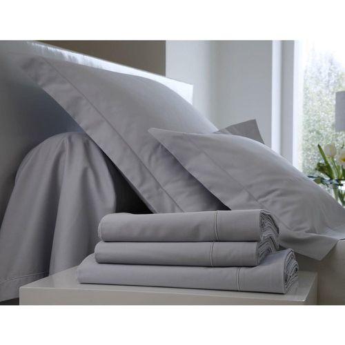 Drap Housse Satin Uni Métal Elastiqué Bonnet 30 cm - Blanc des Vosges - Modalova