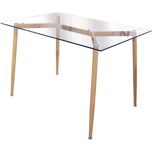 Table en Verre Pieds Métal Effet Bois 75X115cm - 3S. x Home - Modalova