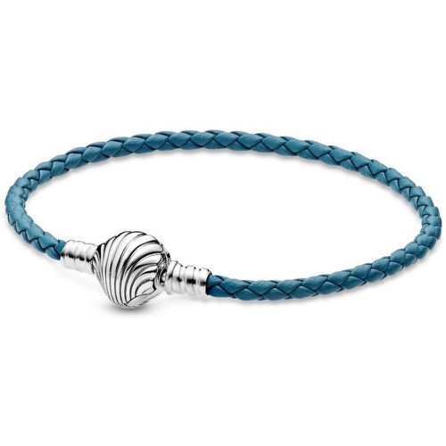 Bracelet en Cuir Tressé Turquoise Fermoir Coquillage Moments - Pandora - Modalova