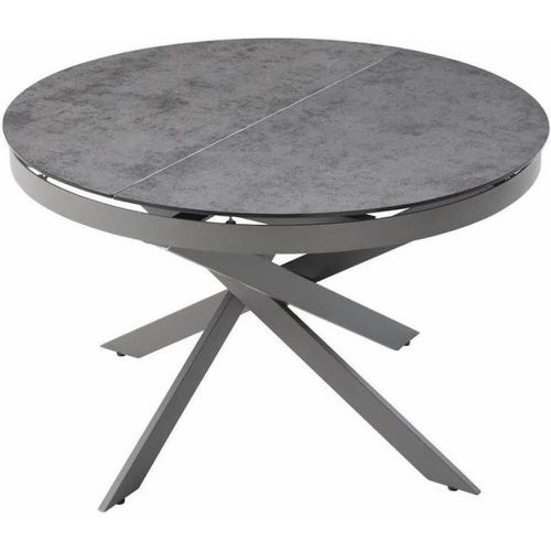 Table de repas ronde extensible plateau en verre et pied central en metal NELSON - 3S. x Home - Modalova