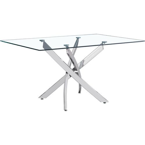 Table de repas rectangle 180cm pieds en métal chrome et plateau en verre ROMANE - 3S. x Home - Modalova