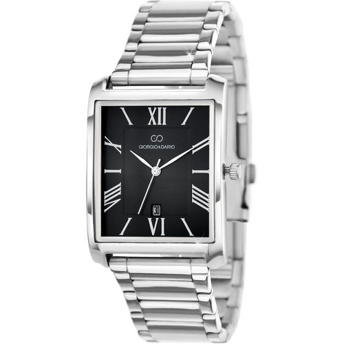 Montre quartz rectangulaire acier et fond noir - So Charm Montres - Modalova