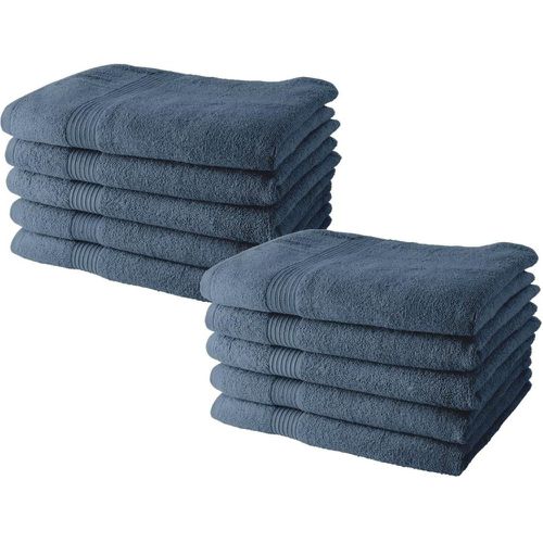 Lot de 10 serviettes de Toilette 50x90 cm 100% Coton - Denim - Today - Modalova