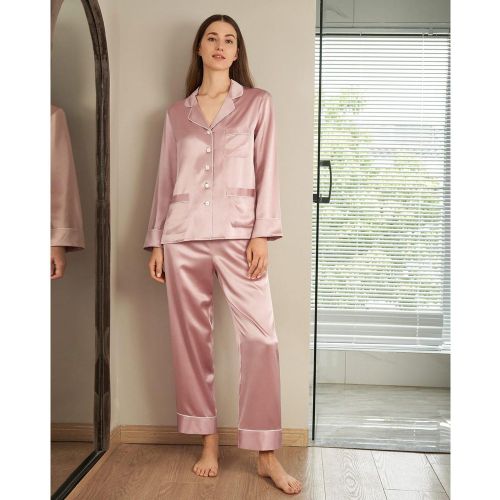 Pyjama en Soie Liseré Contrastant - LilySilk - Modalova
