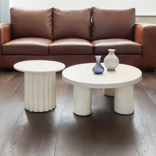 Ensemble de 2 tables basses rondes avec piètement style colonne Storia - 3S. x Home - Modalova