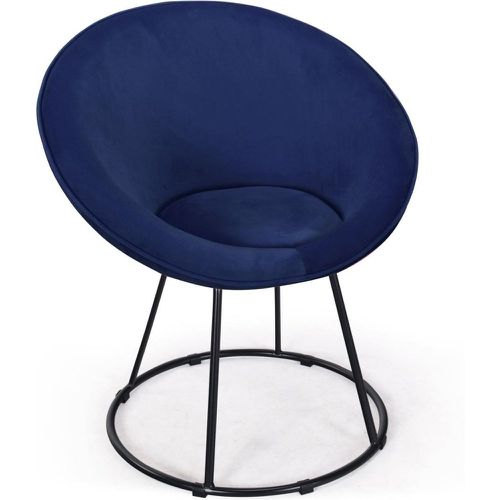 Fauteuil Bouli Velours Bleu - 3S. x Home - Modalova