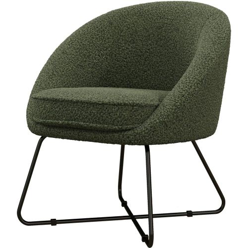 Fauteuil lounge en tissu bouclette Army pieds métal noir - 3S. x Home - Modalova