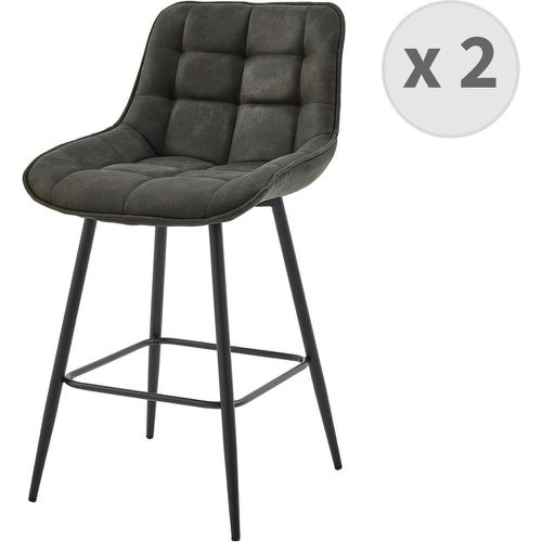 Lot de 2 fauteuils de bar vintage en microfibre Ebène et métal - 3S. x Home - Modalova