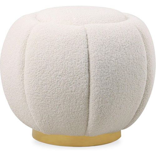 Pouf rond Varga pied doré et Tissu bouclette - 3S. x Home - Modalova