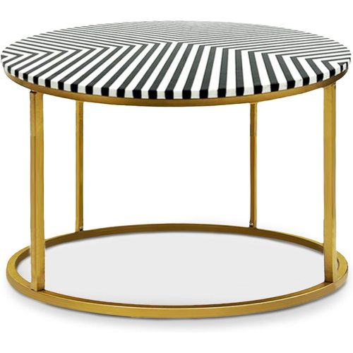 Table basse ronde style arty Vedasine Motif rayé et pied - 3S. x Home - Modalova