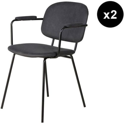 Lot de 2 fauteuils tissu effet daim noir - 3S. x Home - Modalova