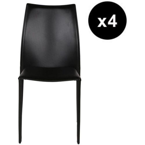 Lot de 4 chaises en cuir noir - 3S. x Home - Modalova