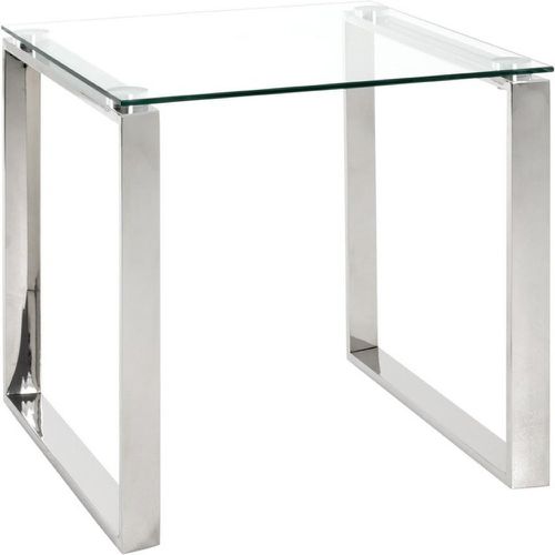 Table d'appoint avec structure en Inox brillant et plateau en Verre trempé Transparent H55 cm - 3S. x Home - Modalova
