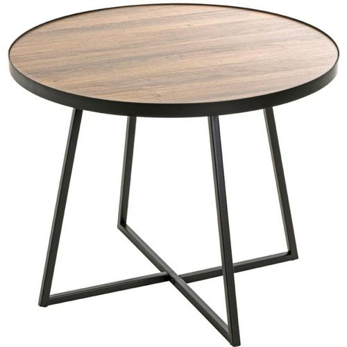 Table d'appoint ronde en Métal laqué et plateau décor chêne - 3S. x Home - Modalova