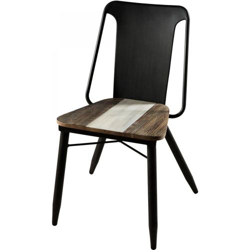 Lot de 2 chaises en acacia et acier noir - Macabane - Modalova