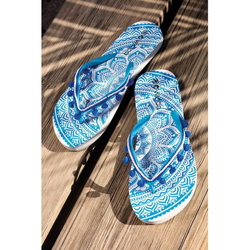 Tongs imprimé mandala pompons perles - - Blanc - 3 SUISSES - Modalova