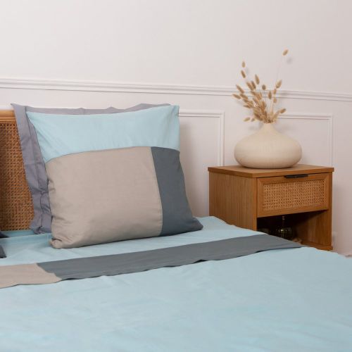 Drap plat en coton TRIO - Bleu - 3S. x Collection (Nos Imprimés) - Modalova